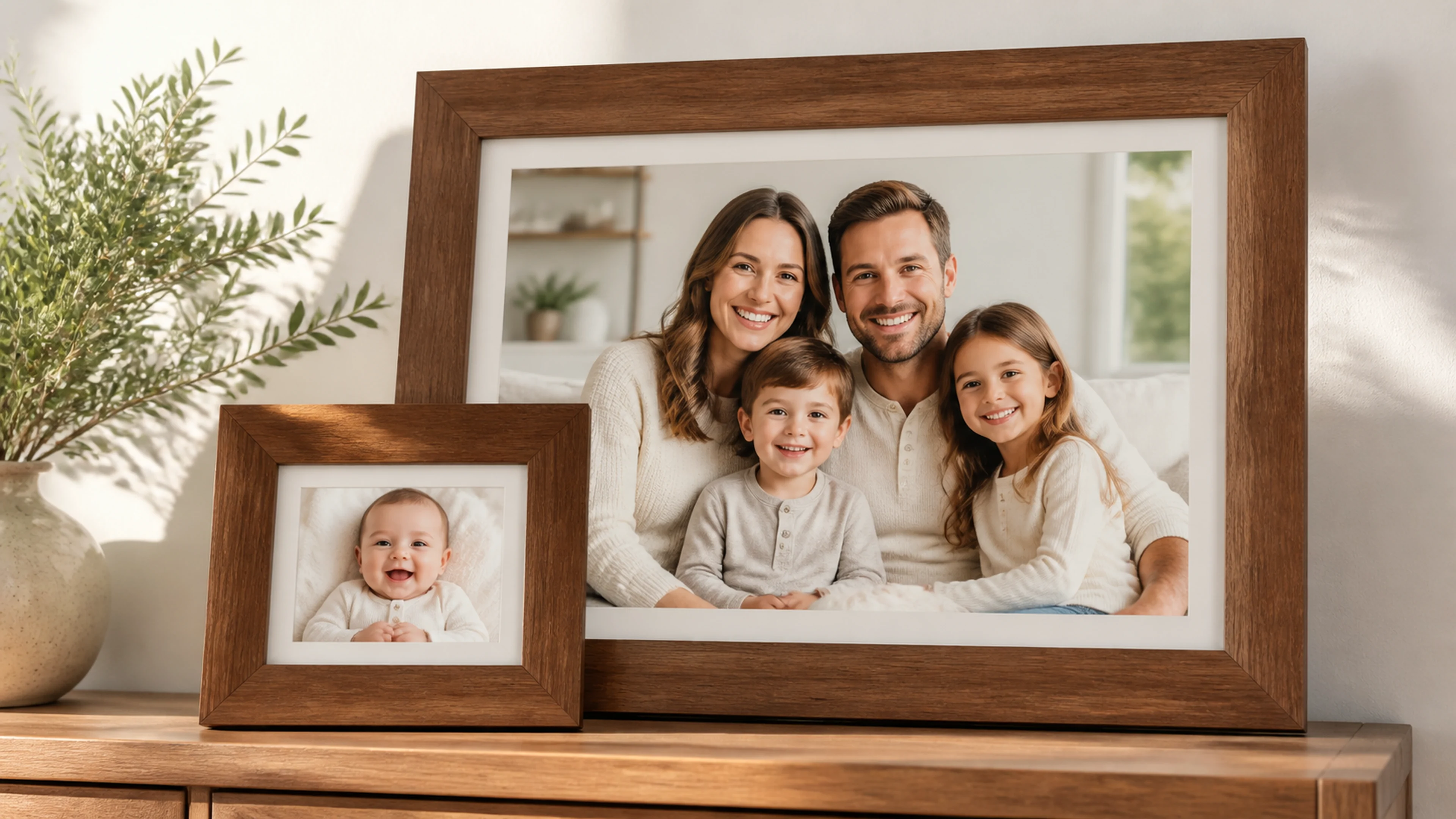 Gallery wall of custom framed photos